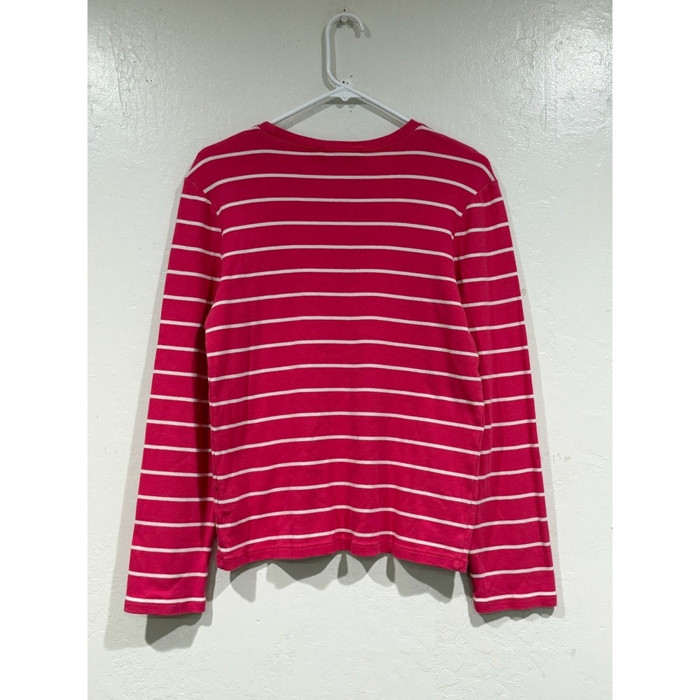 Ralph Lauren Sport Womens XL Pink White Striped Long Sleeve Cotton Tee Shirt - Picture 3 of 7